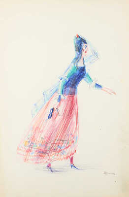 Суханов Борис Фёдорович. Лот из восьми листов с эскизами костюмов